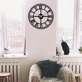 Wallity Enzoclock - S002 Reloj de Pared Decorativo de Metal Negro